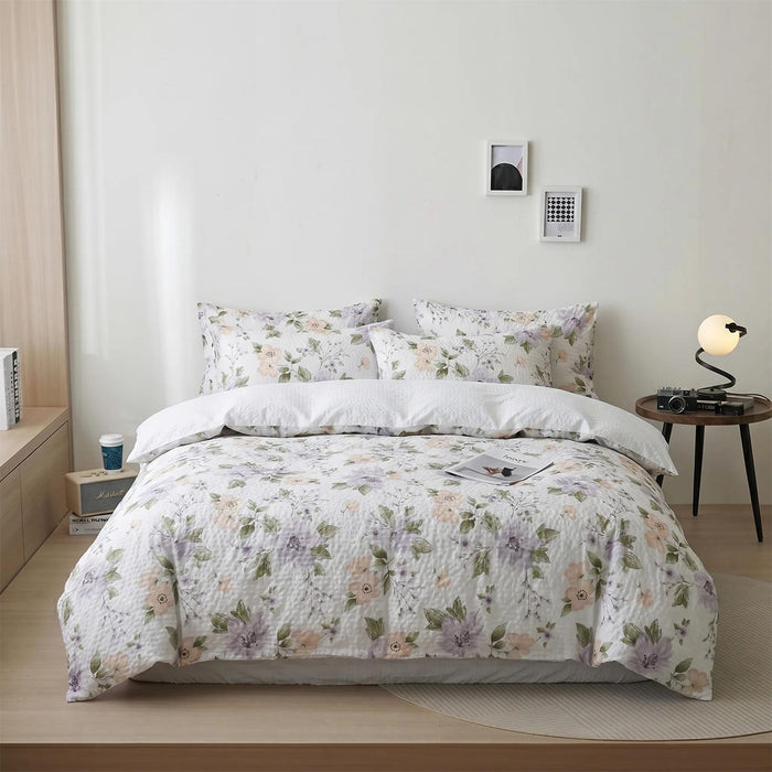 ZH-003 Small Floral Cooling Seersucker Duvet Cover & Pillowcase Set product photo 1